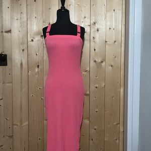 Heart & Hips Ribbed Midi Dress in Pink